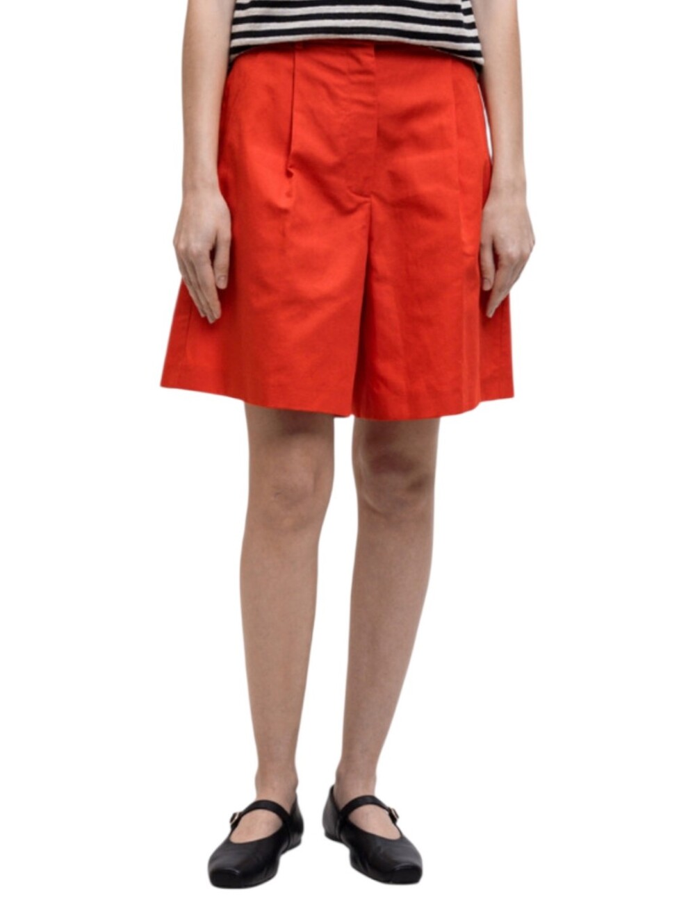 Max Mara Weekend Ecuba Ecru Bremuda Shorts in Coral Red NWT Linen Cotton